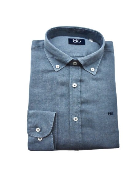 CAMISA LINO CUELLO BOTON