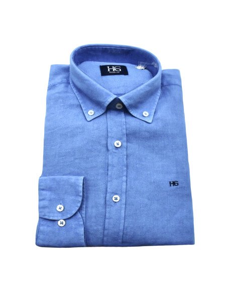 CAMISA LINO CUELLO BOTON